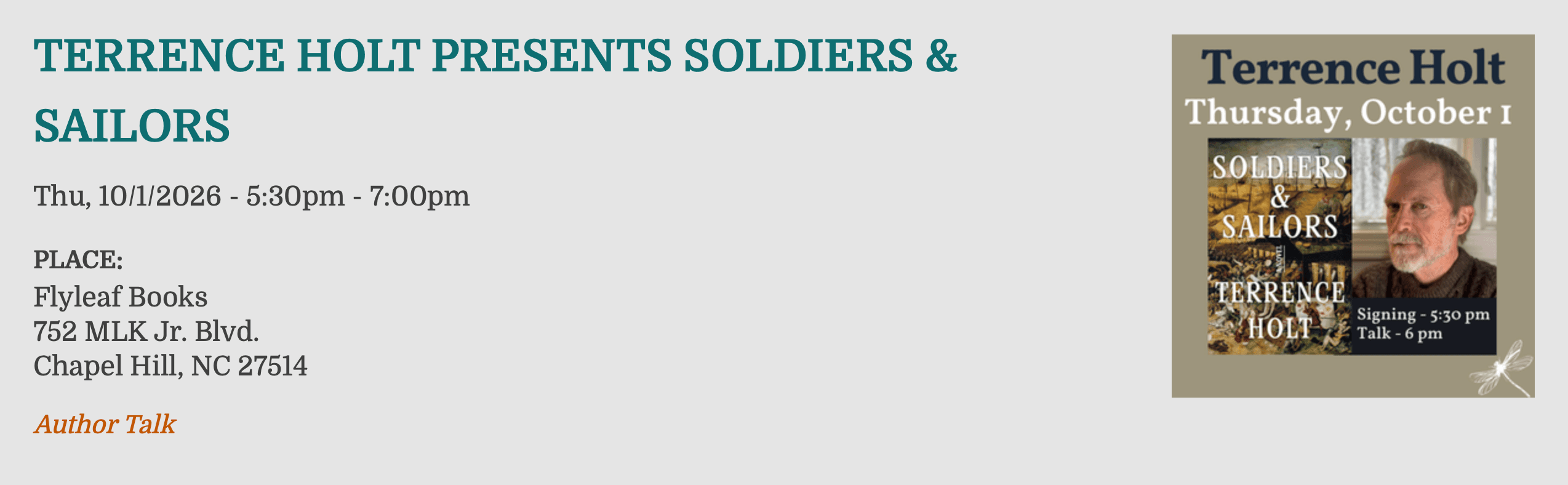 Terrence Holt Presents "Soldiers & Sailors"