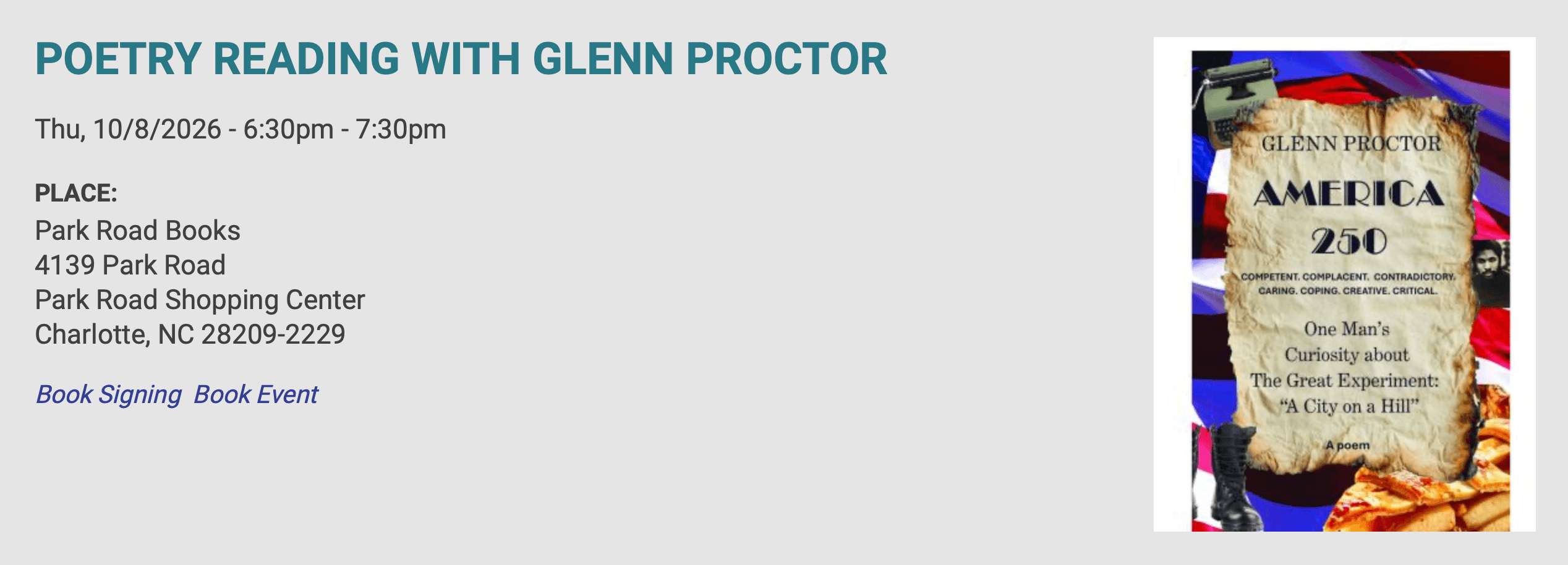 Glenn Proctor: Poetry Reading