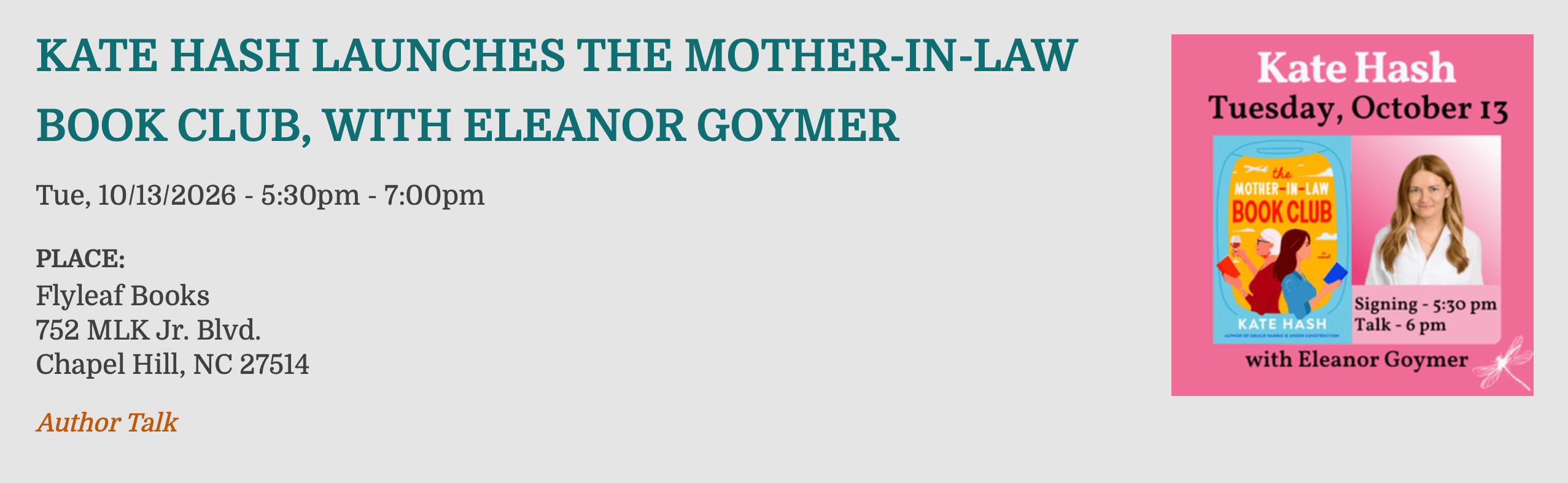 Kate Hash Launches "The Mother-In-Law Book Club"