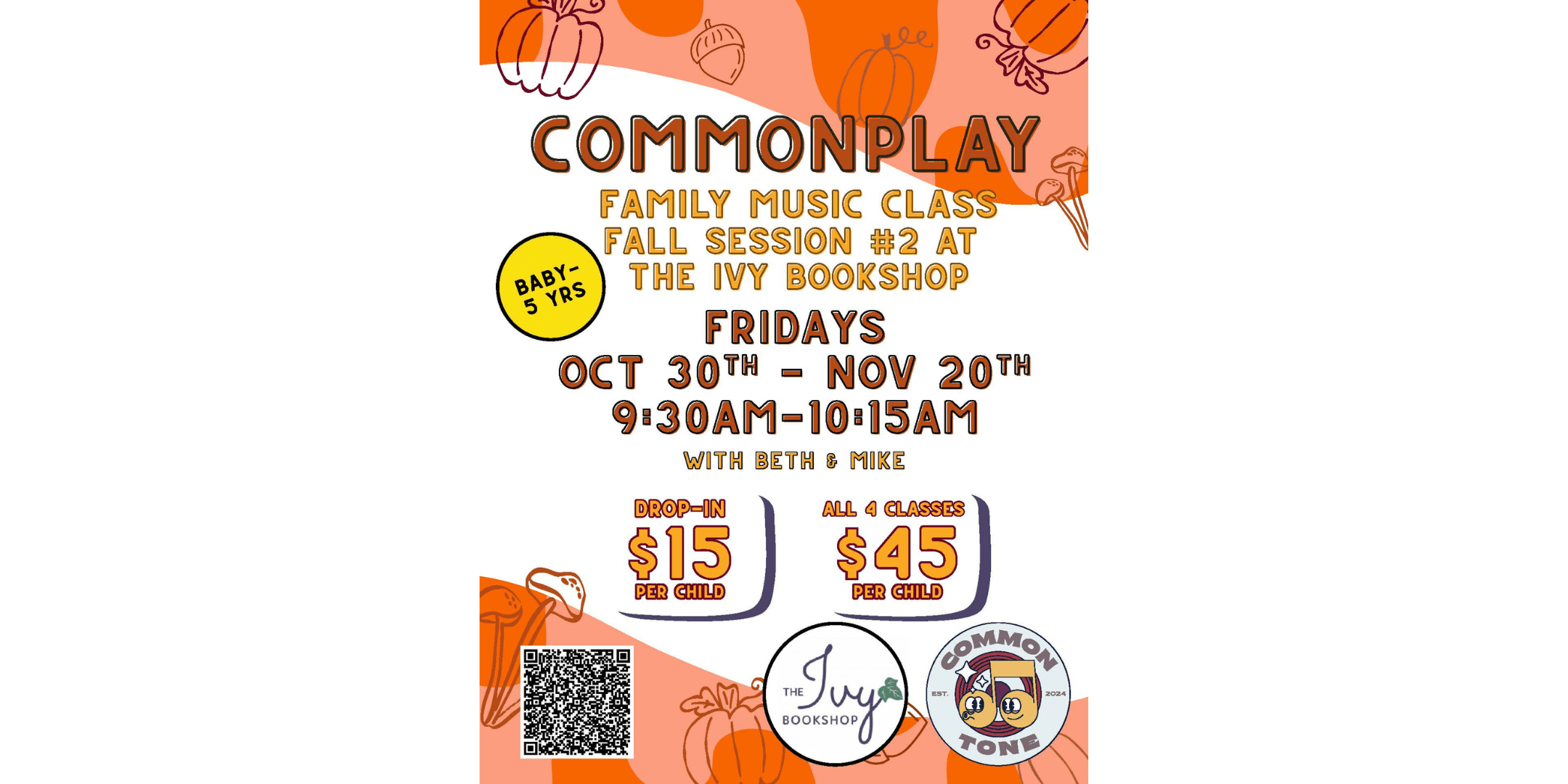 Common Tone Kids' Music at The Ivy Bookshop: Fall Mini Music Session #2